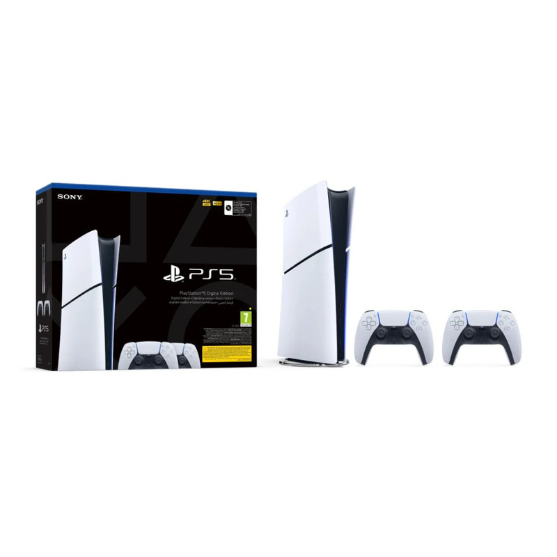 Sony PlayStation 5 Digital Slim (D Chassis) + DualSense Controller - White -  جهاز ألعاب